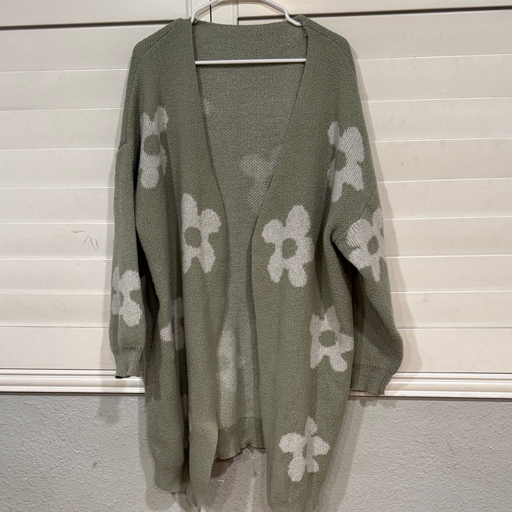 Olive Green Floral Women's Sweater